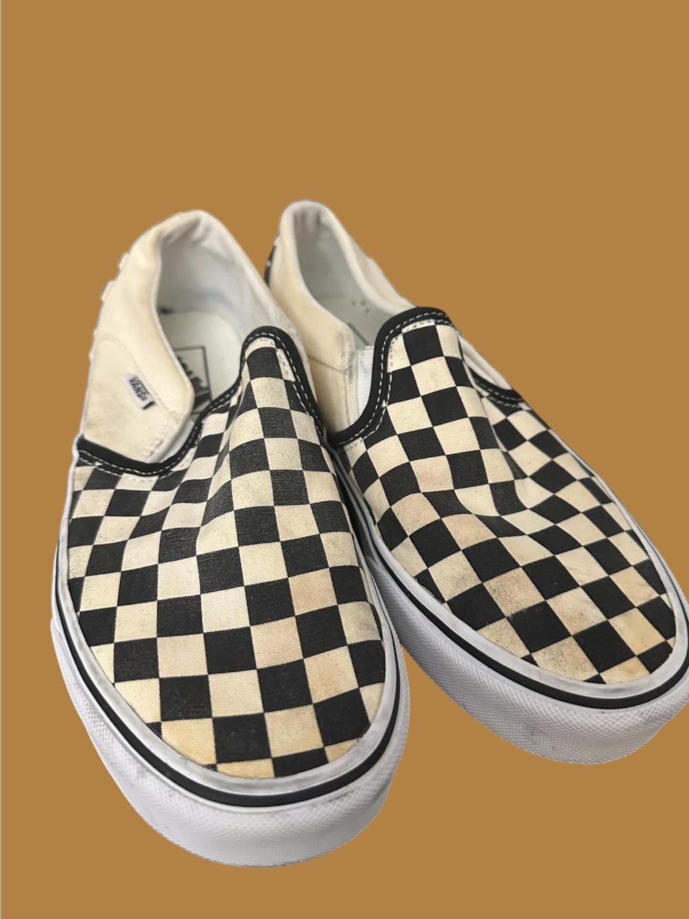 Vans Slip-On Checkerboard Canvas Sneakers - Black & Cream